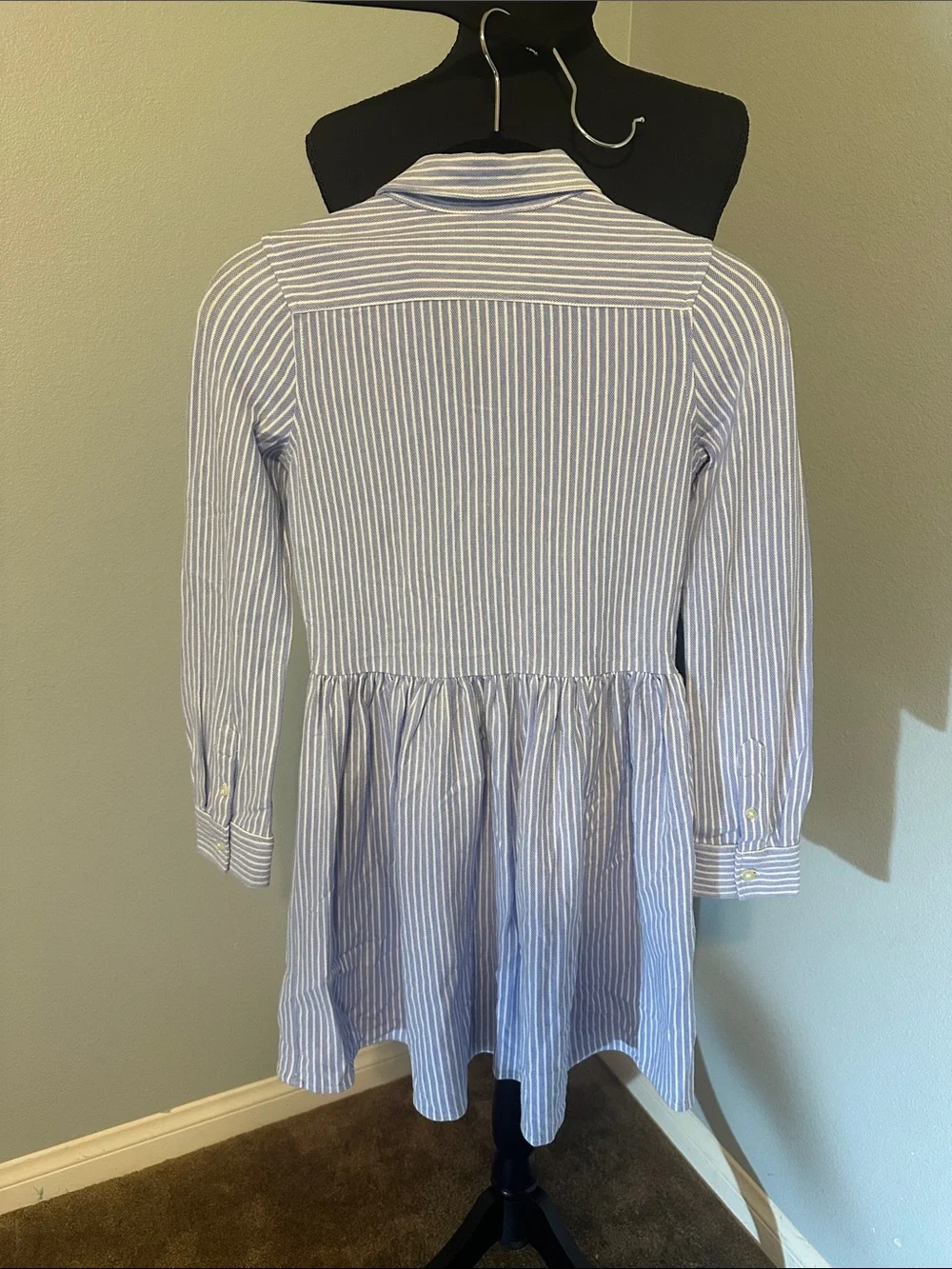 Ralph Lauren Girls' Light Blue & White Striped Button-Down Dress